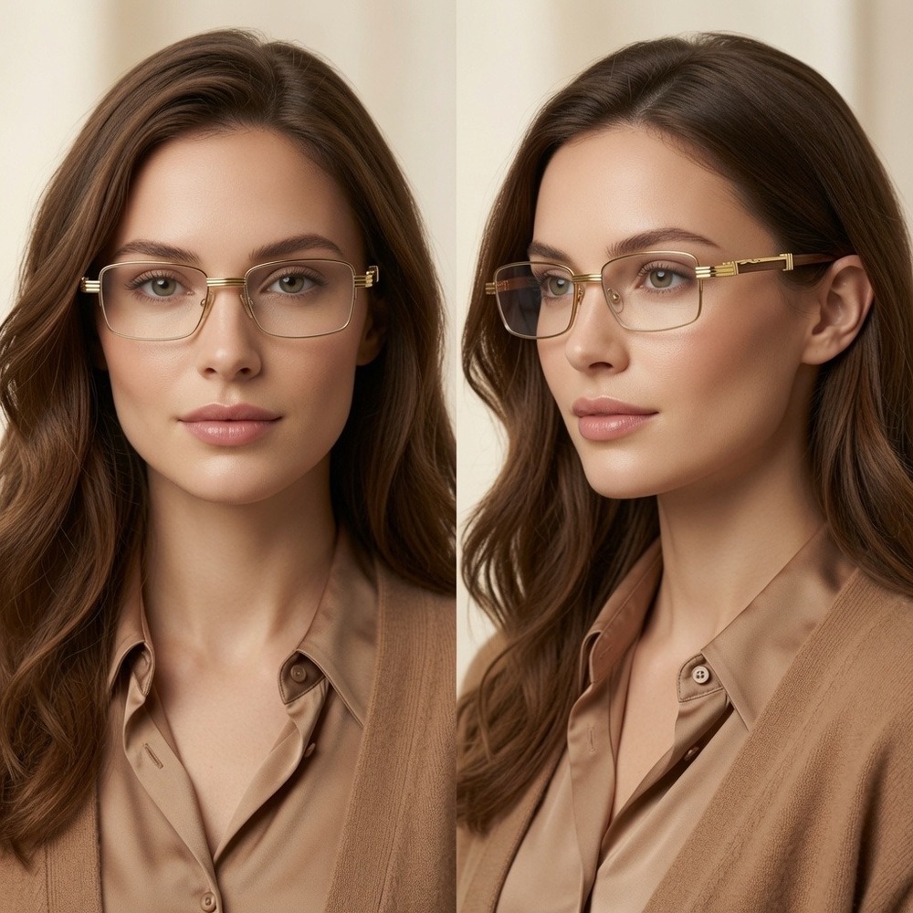 Fashion Eyeglasses Women Semi Rimless Clear‎ Tinted  Lens UV400 Protection Gafas
